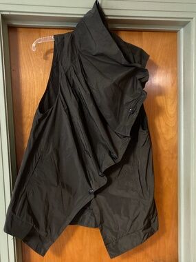 Sun Kim Jenny Vest Asymmetrical Ruched Dark Green Large Made in USA